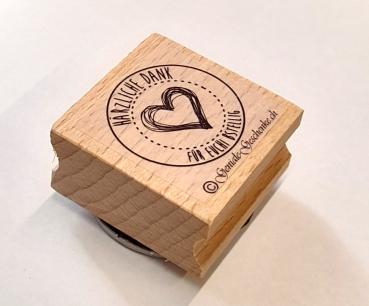 Holzstempel Härzliche dank für euchi Bstellig mit Rahmen